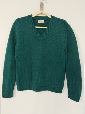 Vintage Garland Rugglespun V-neck longsleeve thick sweater forest green